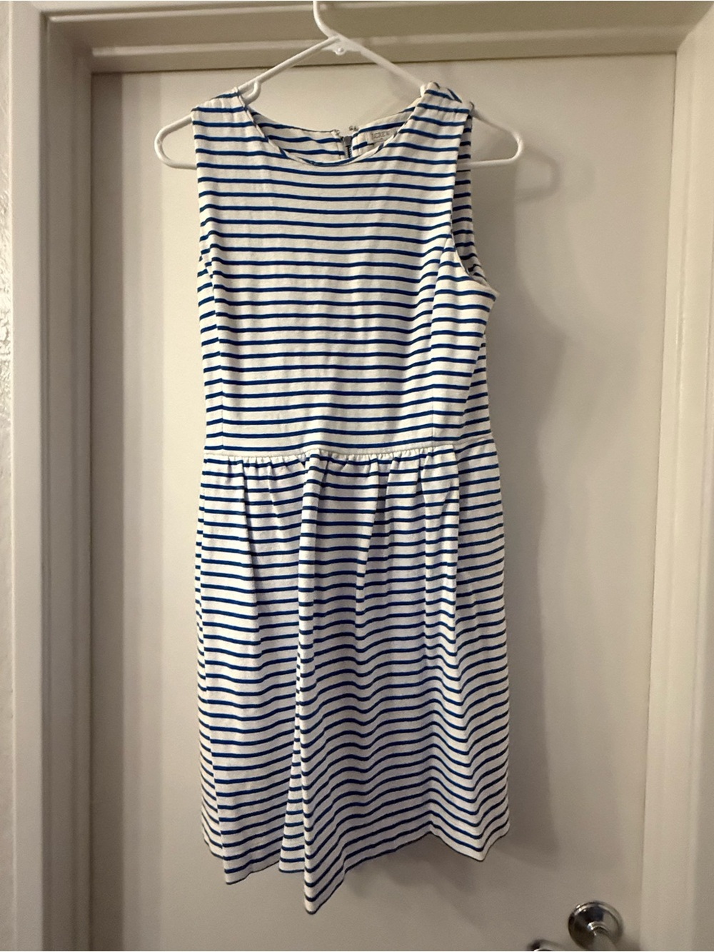 J. Crew Blue and White Sleeveless Striped Midi Dress